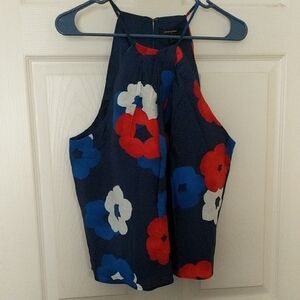 Banana Republic Floral Halter Top - Navy, Red, White